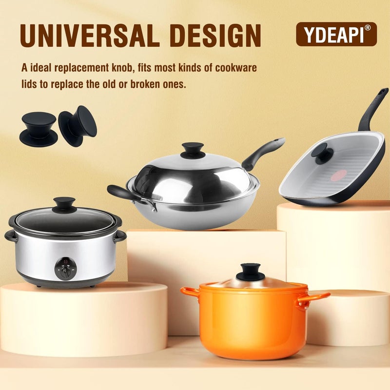 Ydeapi Universal Pot Lid Replacement Knobs, Silicone Pan Lid Holding Handles, Heat Resistant, Non-Slip Handle for Kitchen Cookware Lids and Covers (2 Packs) - Image 4