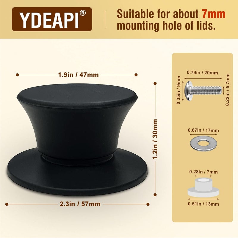 Ydeapi Universal Pot Lid Replacement Knobs, Silicone Pan Lid Holding Handles, Heat Resistant, Non-Slip Handle for Kitchen Cookware Lids and Covers (2 Packs) - Image 5