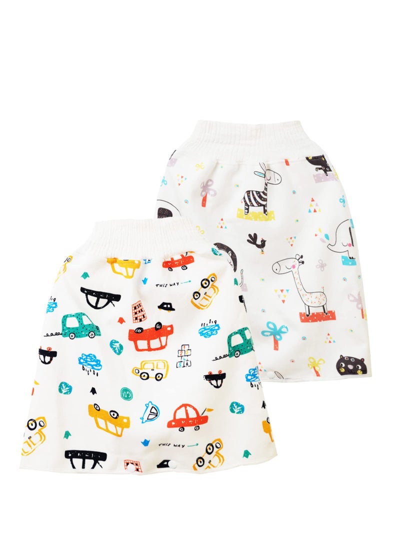 SYOSI 2 Pack Waterproof Cotton Diaper Skirt Shorts Comfy Breathable Potty Training Pants Anti Bed Wetting Clothes for 0-4 Year Old Baby Girls Boys  - Image 1