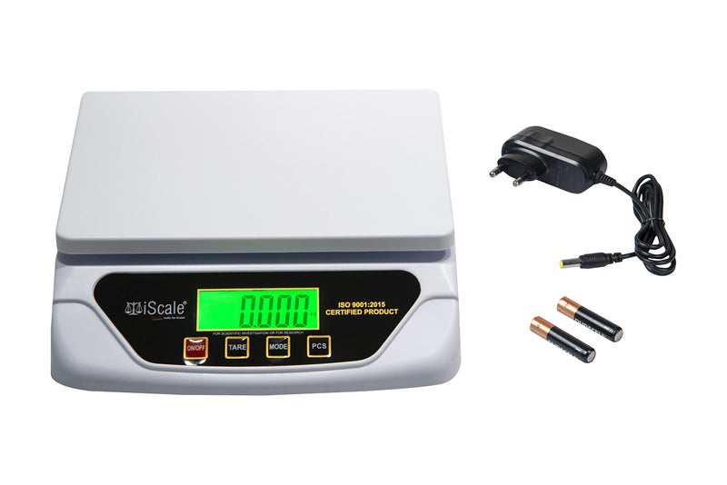 iScale Digital Kitchen and Multipurpose Weighing Machine Capacity upto 30Kg with Direct Power Adapter, best suitable for 5-10kg weighing; Small Pan Size 21.5 x 17.5 cm (Not legal for commercial use) - Image 1