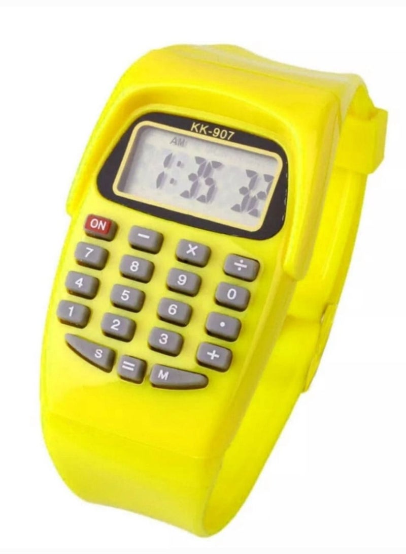 ساعة أطفال  ديجيتال مع آلة حاسبة بسوار مطاط ملونة - Image 1