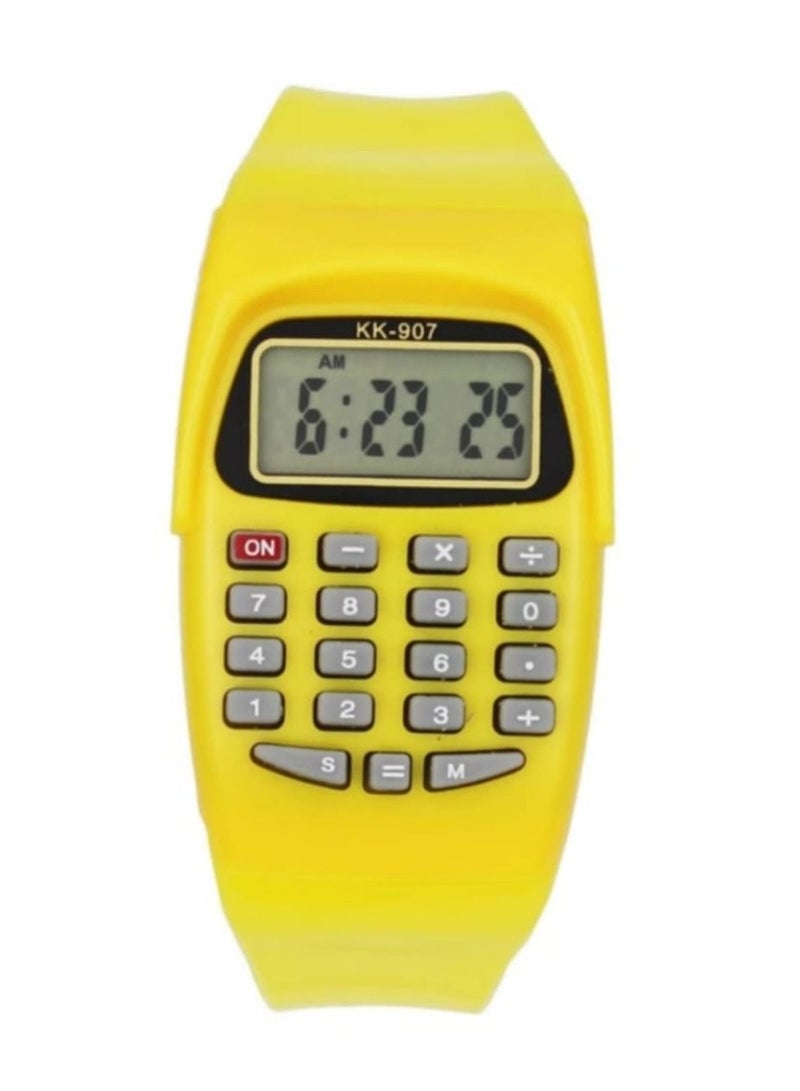 ساعة أطفال  ديجيتال مع آلة حاسبة بسوار مطاط ملونة - Image 2