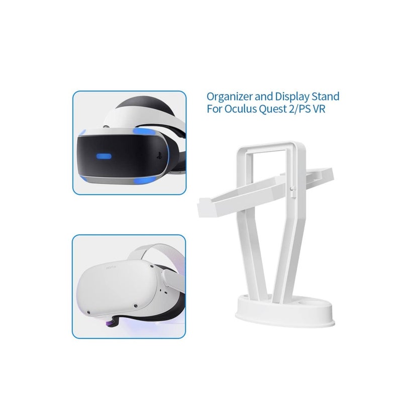 SOLARAE VR Stand Organizer and Display Stand for Oculus Quest 2/Quest/Meta/Rift/Rift S/PS VR Headset and Touch Controllers (White) - Image 5