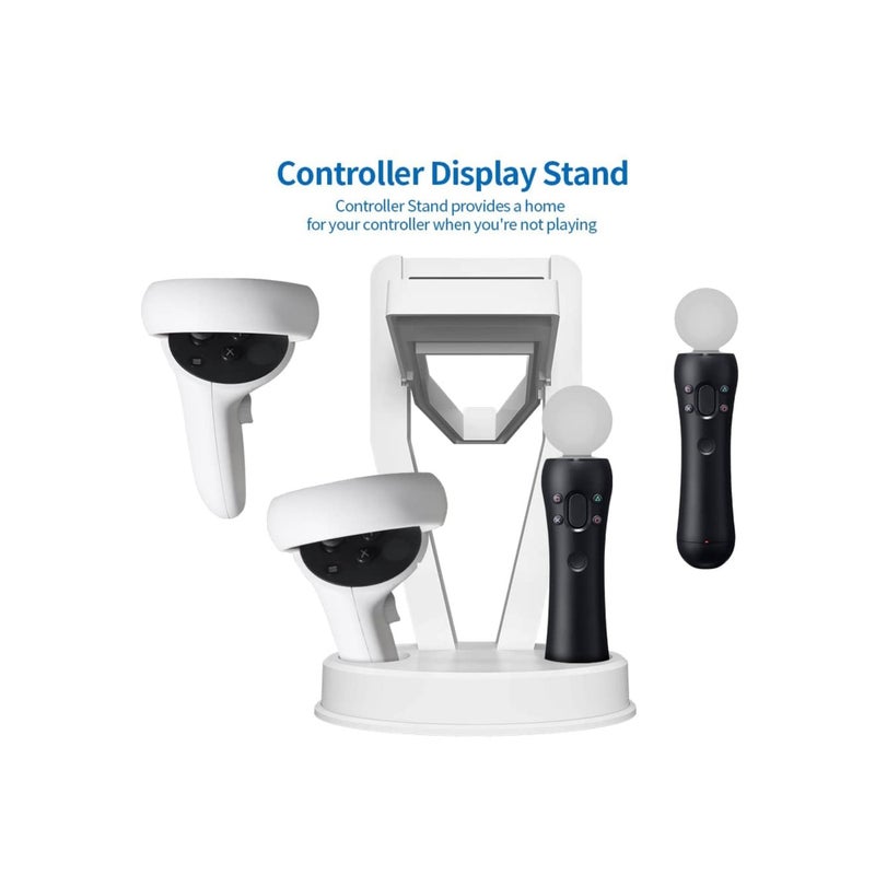 SOLARAE VR Stand Organizer and Display Stand for Oculus Quest 2/Quest/Meta/Rift/Rift S/PS VR Headset and Touch Controllers (White) - Image 3