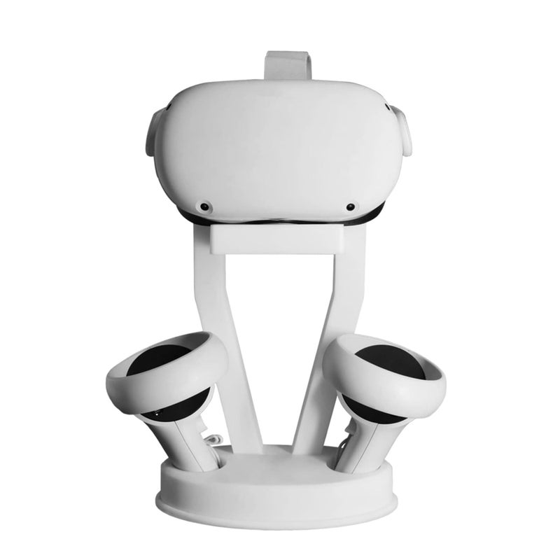 SOLARAE VR Stand Organizer and Display Stand for Oculus Quest 2/Quest/Meta/Rift/Rift S/PS VR Headset and Touch Controllers (White) - Image 1
