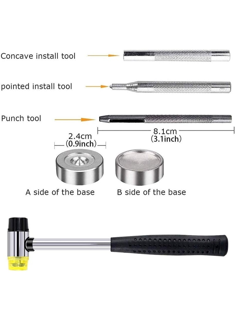 Arabest Snap Fasteners Kit for Leather, 120 Set 12mm Metal Button Snaps Press Studs with 4 Setter Tools, 1 Hammer, 4 Color Leather Snaps for Clothes, Jackets, Jeans Wears, Bracelets, Bags - Image 2