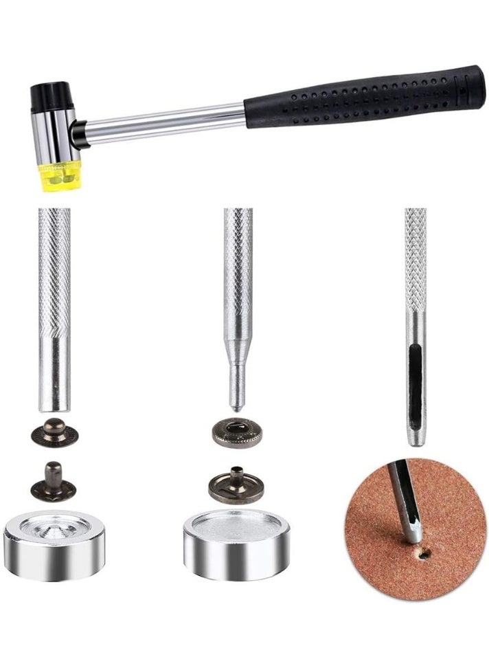 Arabest Snap Fasteners Kit for Leather, 120 Set 12mm Metal Button Snaps Press Studs with 4 Setter Tools, 1 Hammer, 4 Color Leather Snaps for Clothes, Jackets, Jeans Wears, Bracelets, Bags - Image 5