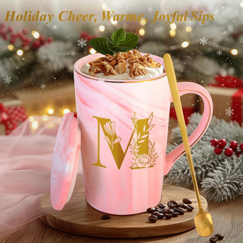 MNZZ Personalized Ceramic Coffee Mug with Lid Tea Cup Women Wife Gifts Ideal from Husband Happy Birthday Wedding Romantic Best Cool Personalized Unique Special Custom Christmas Xmas Valentines Present,M - Image 3