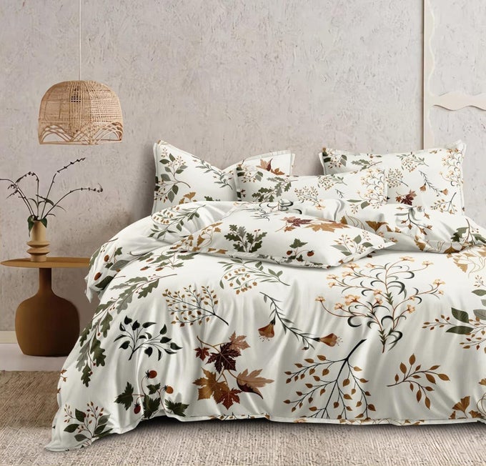 300TC GLACE COTTON PRINTED SUPER KING SIZE DOUBLE BEDSHEET FOR DOUBLE BED WITH TWO PILLOW COVERS108 108 INCHES OR 9 FEET X 9 FEET WHITE ELEGANCE