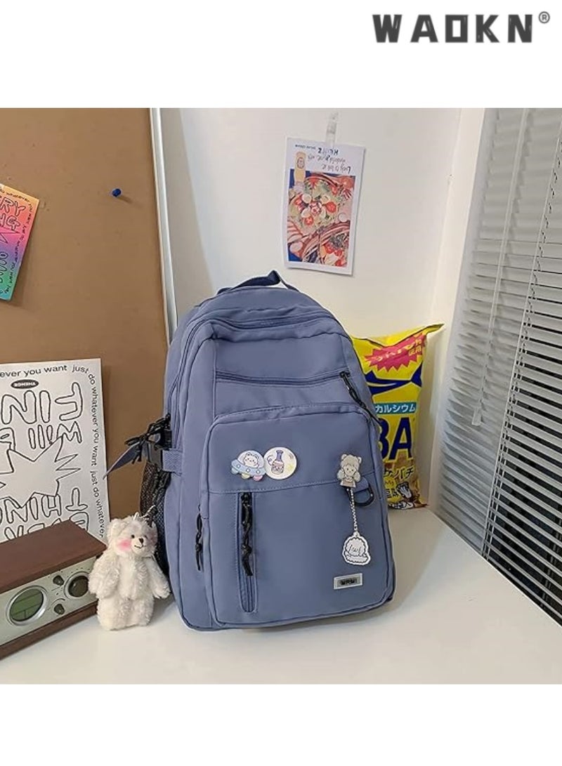 دبليو أيه أو كي أن حقيبة ظهر كبيرة الحجم متعددة الوظائف لطيفة متعددة الاستخدامات وجميلة حقيبة ظهر جامعية للشباب وخفيفة الوزن مع قلادة مناسبة للمراهقات والفتيات والنساء والطلاب - Image 2