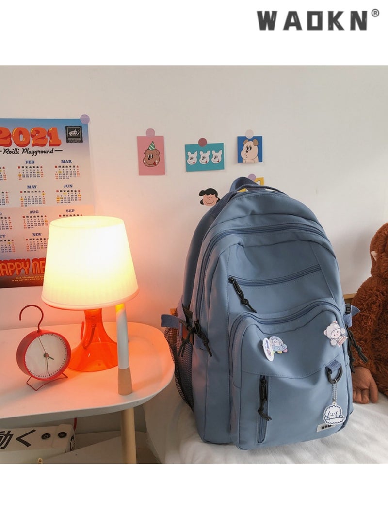 دبليو أيه أو كي أن حقيبة ظهر كبيرة الحجم متعددة الوظائف لطيفة متعددة الاستخدامات وجميلة حقيبة ظهر جامعية للشباب وخفيفة الوزن مع قلادة مناسبة للمراهقات والفتيات والنساء والطلاب - Image 4