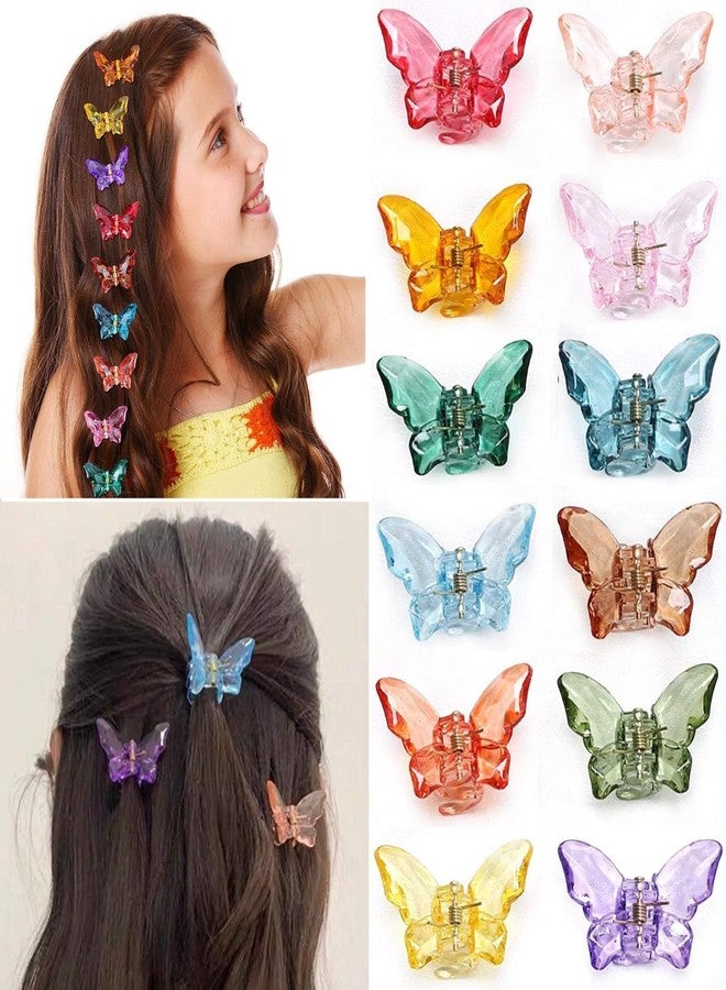 VORSET 12pcs Small Size hair clips clutches for women, girl Multi Color Acrylic Material Stone Butterfly Clip for Women for Half Pony butterfly clips for hair - Image 2