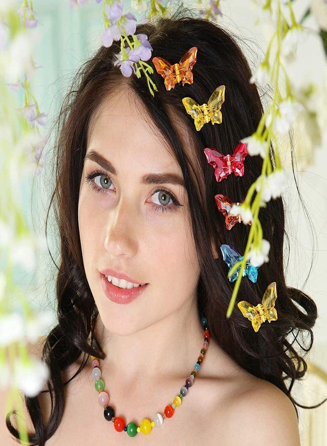 VORSET 12pcs Small Size hair clips clutches for women, girl Multi Color Acrylic Material Stone Butterfly Clip for Women for Half Pony butterfly clips for hair - Image 3