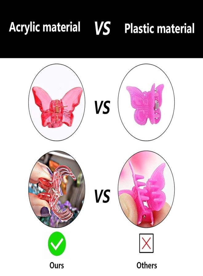 VORSET 12pcs Small Size hair clips clutches for women, girl Multi Color Acrylic Material Stone Butterfly Clip for Women for Half Pony butterfly clips for hair - Image 4