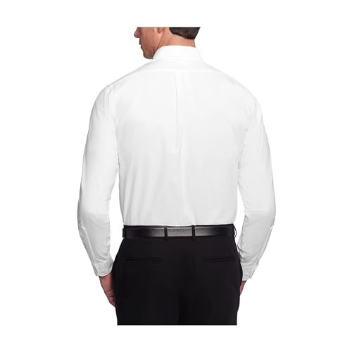 Van Heusen قميص رسمي للرجال من فان هيوزن بتصميم عادي، أكسفورد، سادة، أبيض، كبير - Image 2