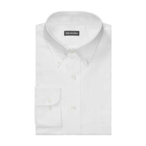 Van Heusen قميص رسمي للرجال من فان هيوزن بتصميم عادي، أكسفورد، سادة، أبيض، كبير - Image 3