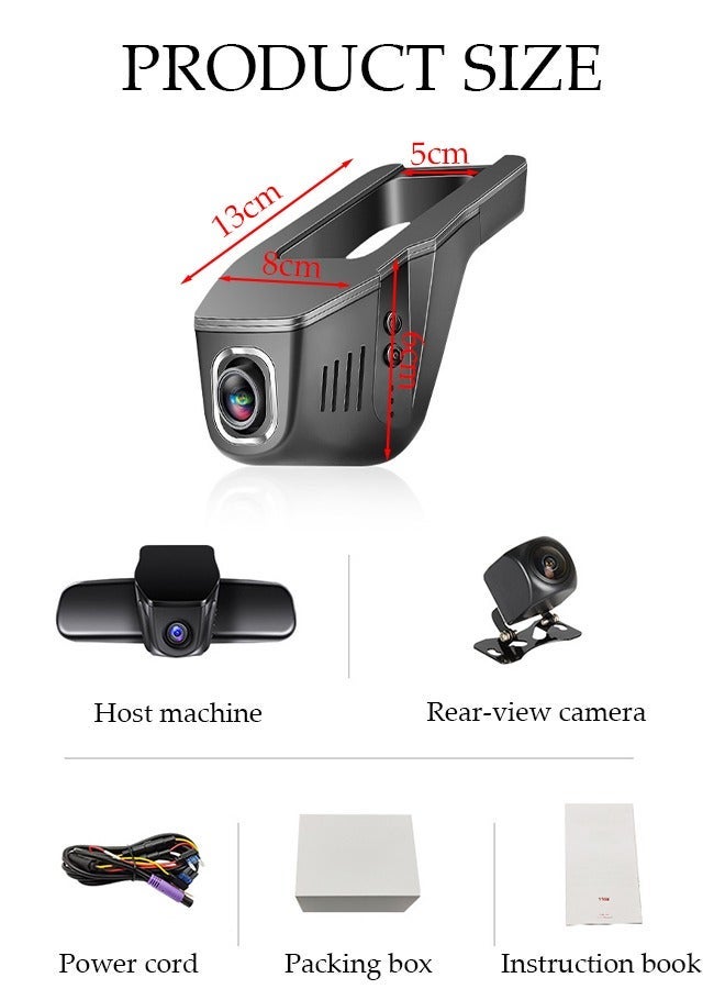 DUNISO Dash Cam Front and Rear 2K+1080P, Free 64GB SD Card, Built-in WiFi, 2K Single Front Dash Camera for Cars, Car Camera, Dual Dashcams for Cars with Night Vision, 24 Hours Parking Monitor, Loop Recording - Image 2