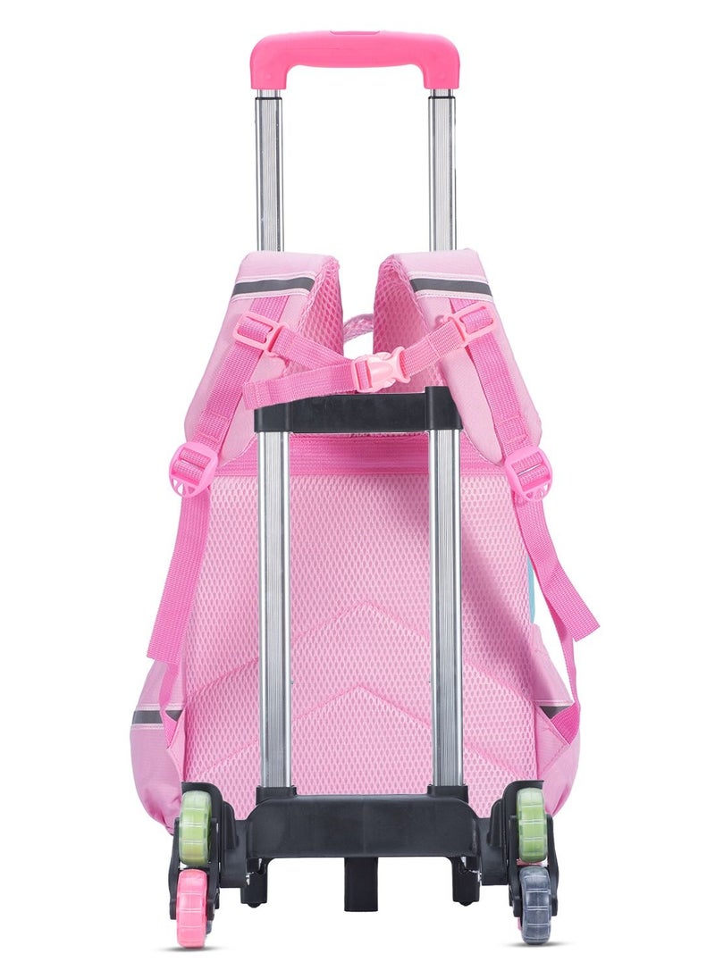 Eazy Kids - 3D Unicorn School Bag With Trolley - Pink - Image 1
