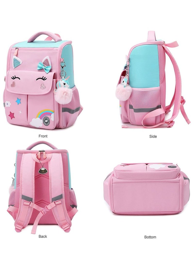 Eazy Kids - 3D Unicorn School Bag With Trolley - Pink - Image 1