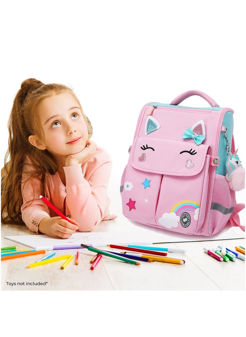 Eazy Kids - 3D Unicorn School Bag With Trolley - Pink - Image 1