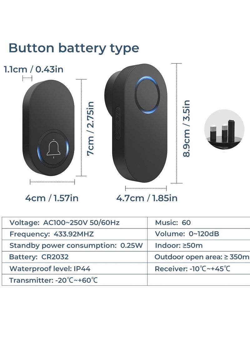 Mordely - Wireless Doorbell for Home - Battery Operated, 1000 Feet, Wireless Door Bell w/LED Flash, 1 push button + 2 receiver - Image 1