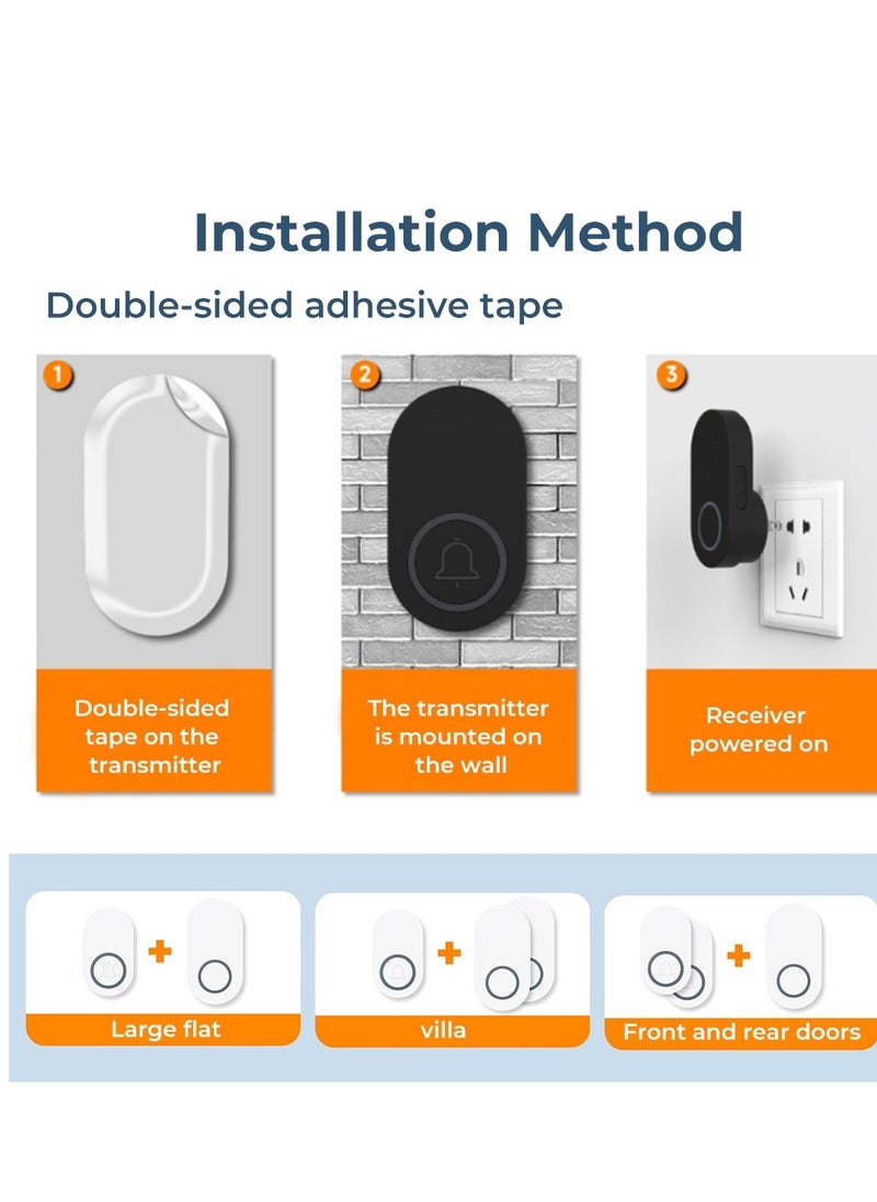 Mordely - Wireless Doorbell for Home - Battery Operated, 1000 Feet, Wireless Door Bell w/LED Flash, 1 push button + 2 receiver - Image 1