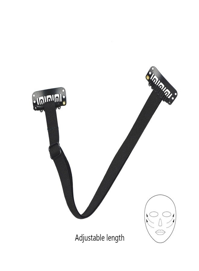 YTBYT 4 Pcs Facelift Bands with Clips Invisible Face Stretching Lifting Strap Adjustable Elastic Band Face Slimming Band (24cm Black Single Bands) - Image 3
