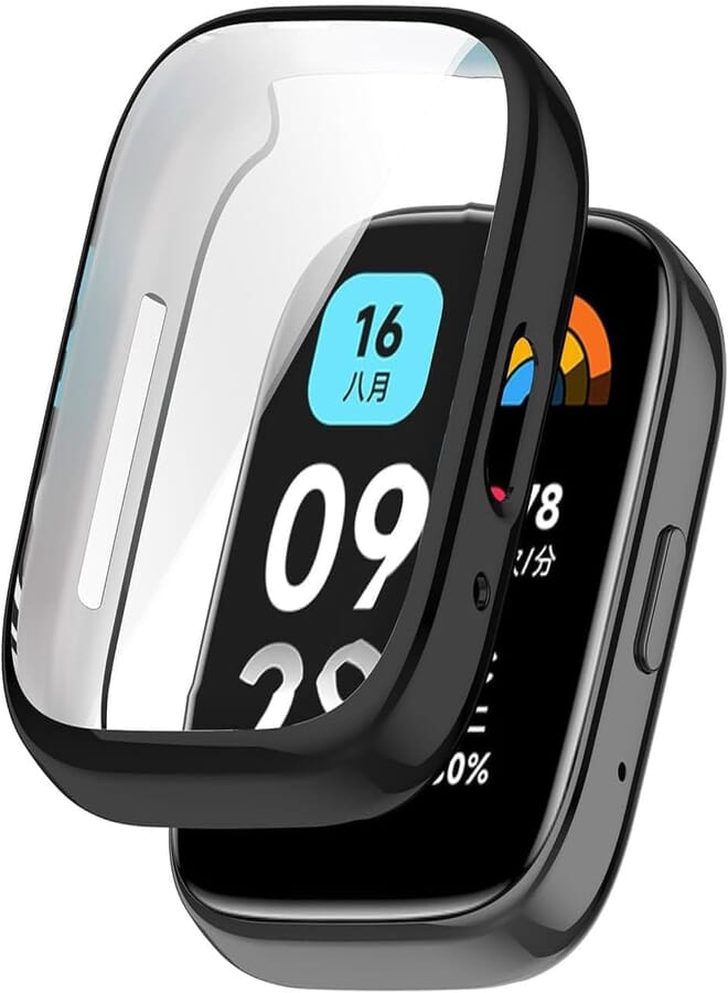 FASHION MANIA fashion mania Screen Protector Cover for Redmi Watch 3 Active Redmi Watch 3 Lite, TPU Case Shock Frame Full Edge Coverage Bumper Shell (black) 