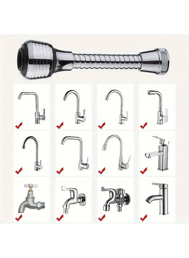 360 Rotatable Faucet Extender Silvery High Pressure 2 Mode Adjustable Shower Spray Water Saving Anti Spill Kitchen Bathroom Sink No Tools Installation - Image 3