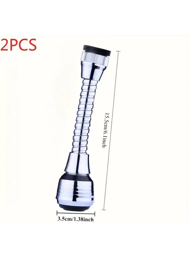 360 Rotatable Faucet Extender Silvery High Pressure 2 Mode Adjustable Shower Spray Water Saving Anti Spill Kitchen Bathroom Sink No Tools Installation - Image 2