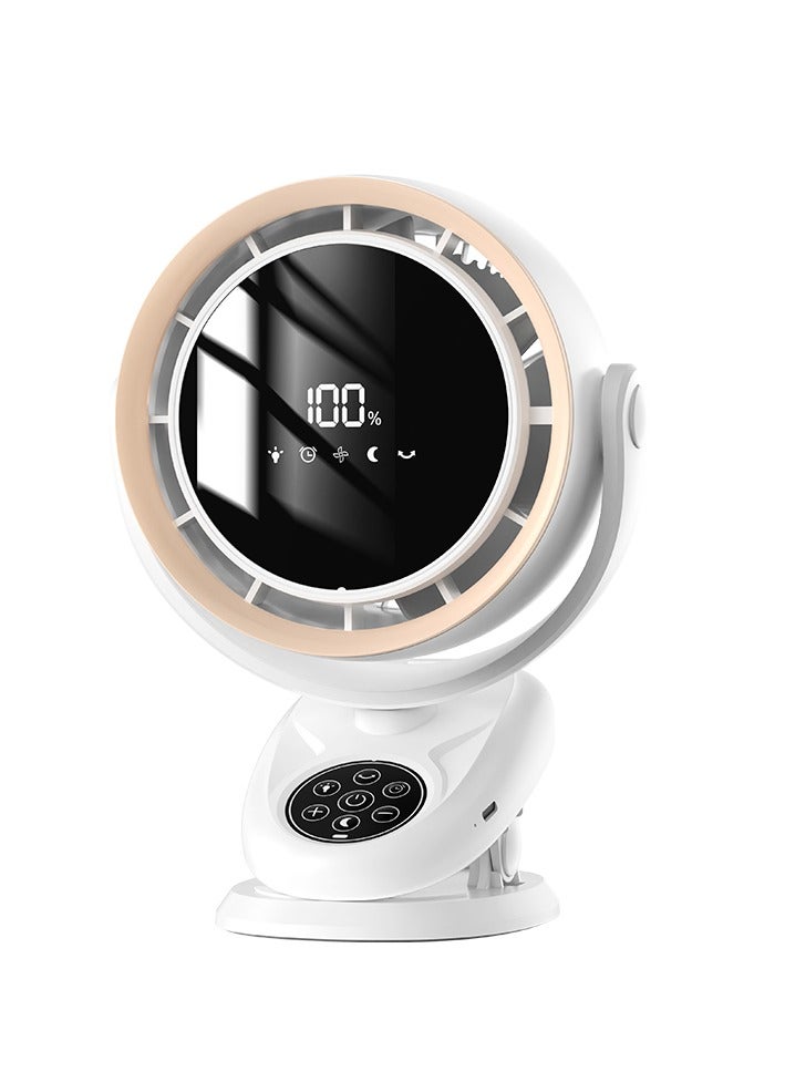 Mini Fan Small, Clip Fan, Table Fan, USB Fan 5 Speeds and Strong Airflow | 3-speed Adjustable Light | 4h Long Acting Timing for Baby Stroller, Outdoor Camping, Desktop, Bedroom, Living Room, Office(F7)  - Image 1