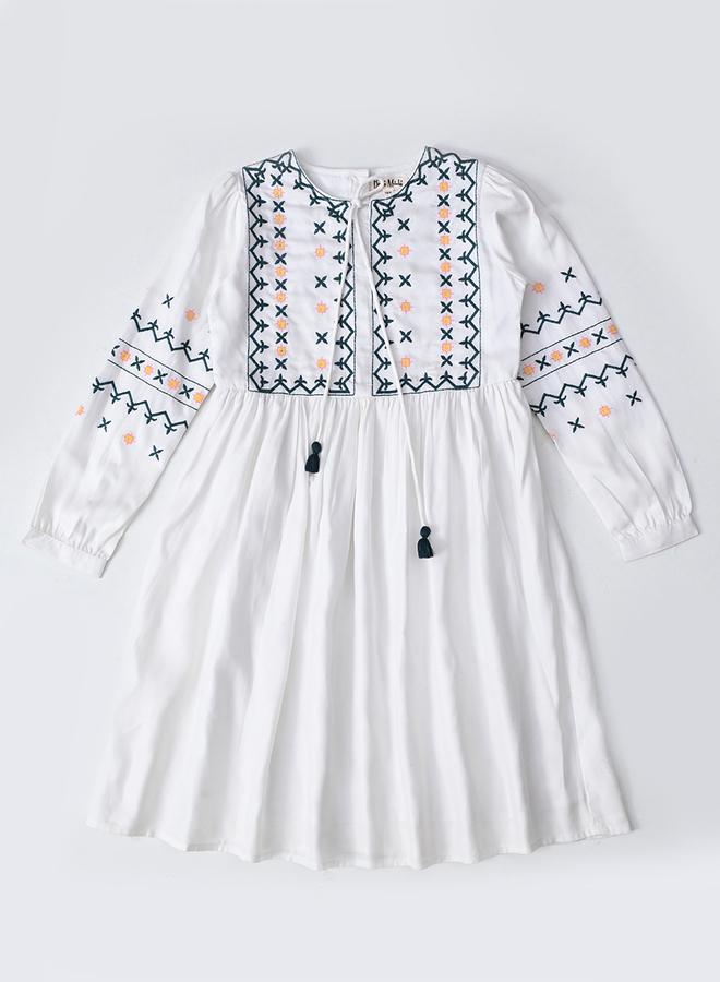 BELLA MODA Embroidered Cotton Dress - Image 2