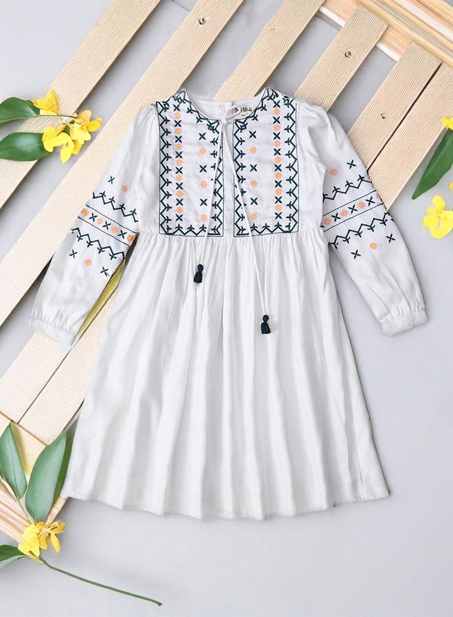 BELLA MODA Embroidered Cotton Dress - Image 1
