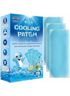 20 Sheets Cooling Patches for Fever Discomfort & Pain Relief, Cooling Relief Fever Reducer, Soothe Headache Pain, Pack of 20 Blue