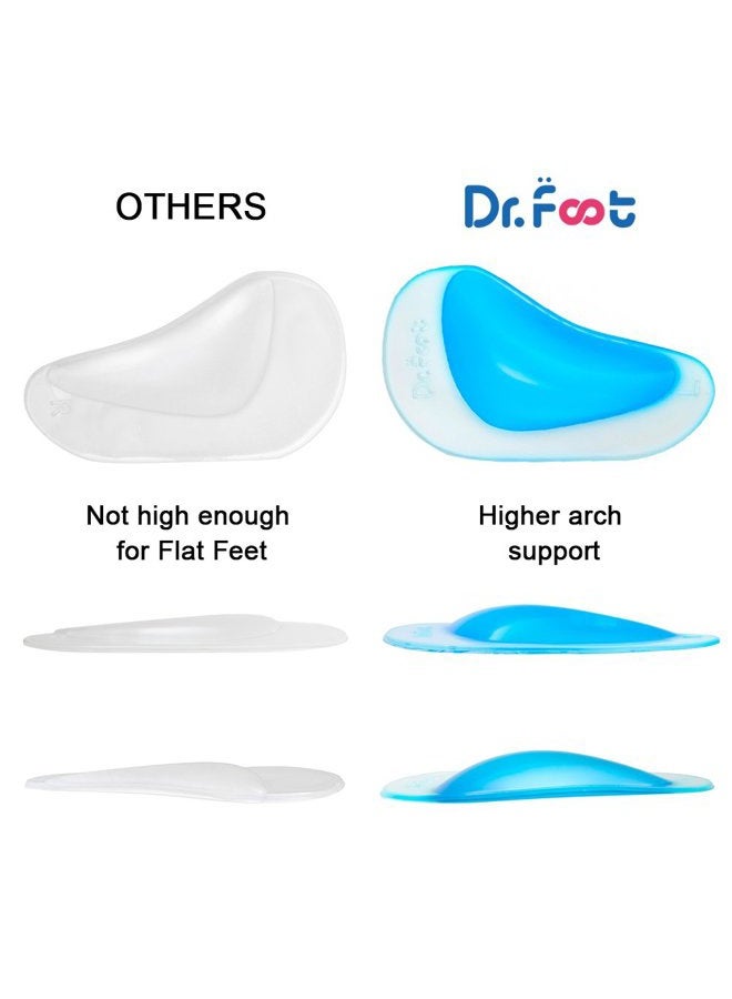 Dr.Foot أحذية د. فوت لدعم قوس القدم لعلاج التهاب اللفافة الأخمصية 5 أزواج، وسادات قوس جل سميكة للقدم المسطحة - وسائد قوس لاصقة ذاتيًا للرجال والنساء، شفافة*2+أسود+بيج+أزرق، 5 قطع (عبوة من 1) - Image 3