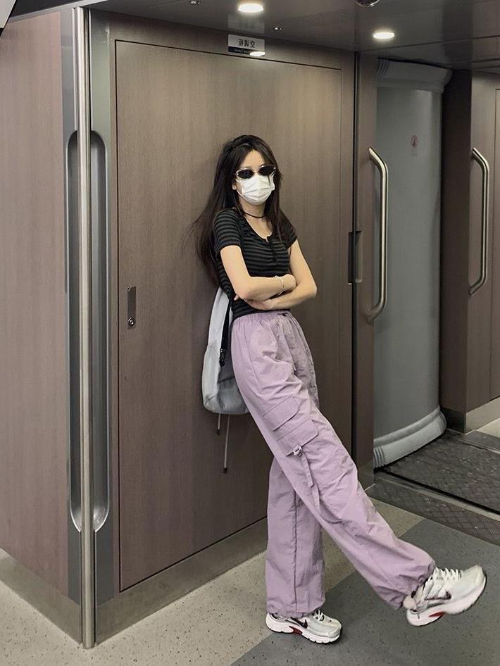 2024 Parachute Overalls Arrival Hong Kong Style Loose Drawstring Wide Leg Pants - Image 2