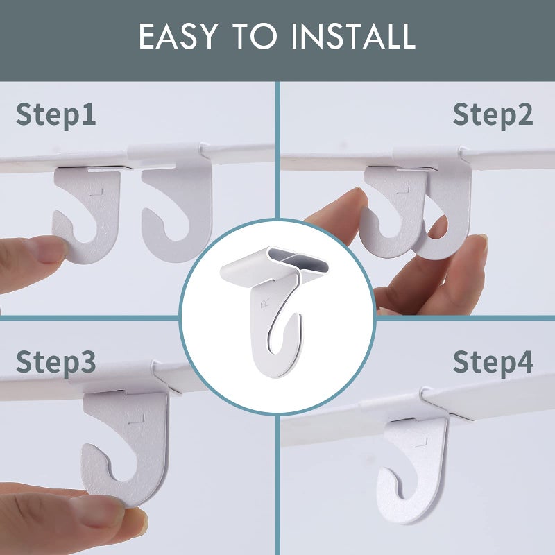 Gansita 8 Pair Drop Ceiling Hooks For Hanging White Heavy Duty Ceiling Hooks Metal T-Bar Hooks Suspended Ceiling Tile Hook Ceiling Clips For Home Classroom Grid Office & Decorations - Image 3