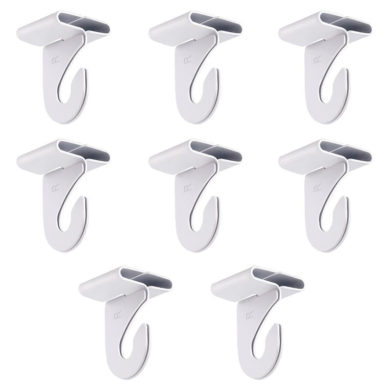 Gansita 8 Pair Drop Ceiling Hooks For Hanging White Heavy Duty Ceiling Hooks Metal T-Bar Hooks Suspended Ceiling Tile Hook Ceiling Clips For Home Classroom Grid Office & Decorations - Image 1