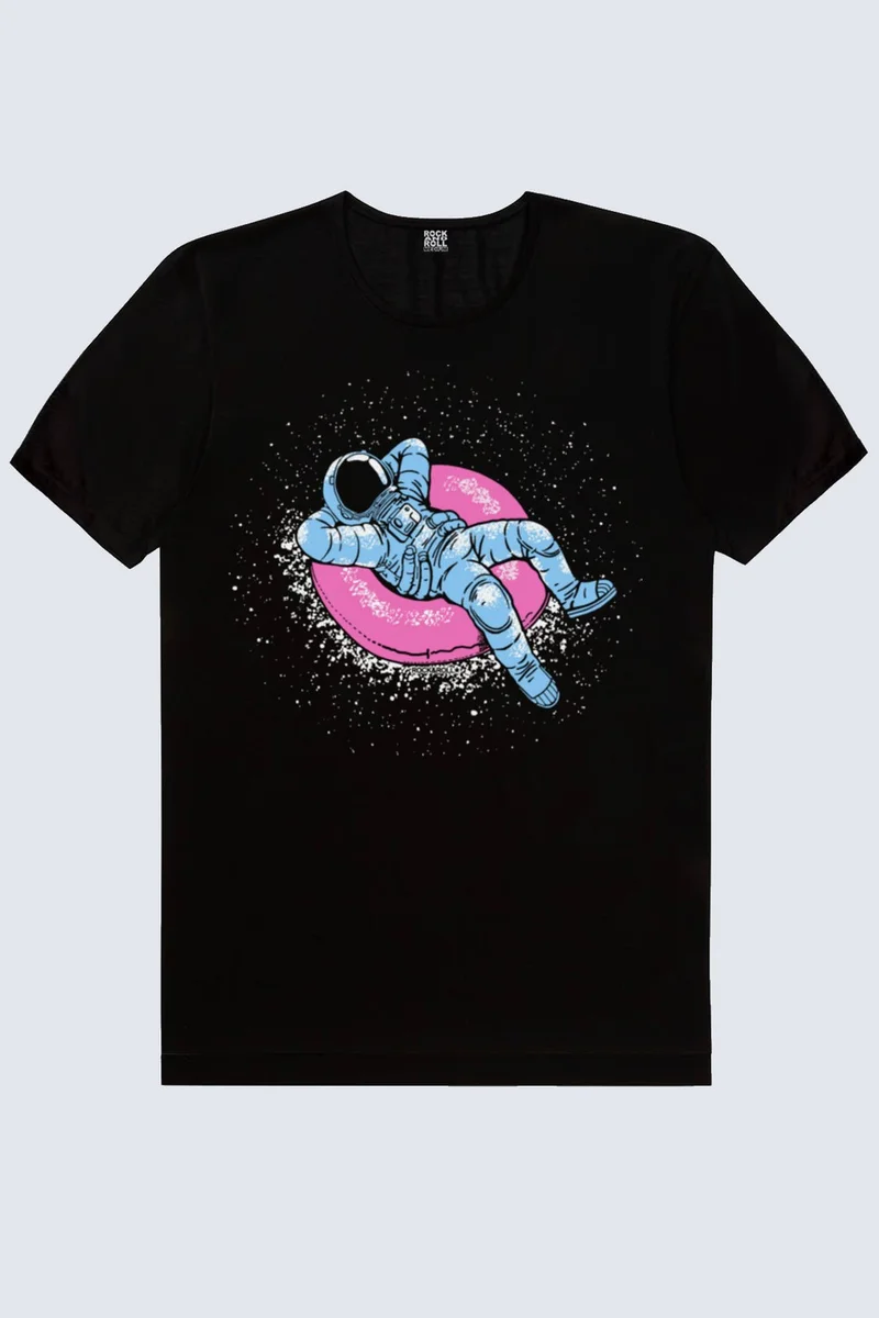 Rock&Roll Astronaut in the Pool Black Short Sleeve Women's T-Shirt