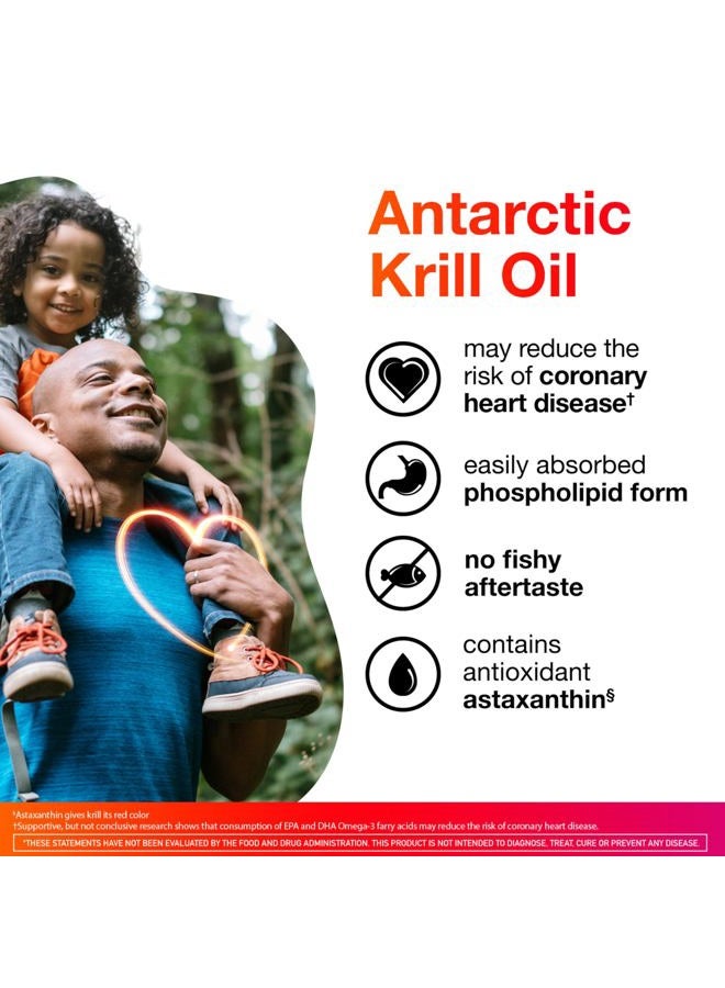 Omega-3 Krill Oil 350mg Softgels (130 Count in A Bottle), EPA & DHA Omega-3 Fatty Acids with No Fishy Aftertaste Unlike Fish Oil, Contains Antioxidant Astaxanthin