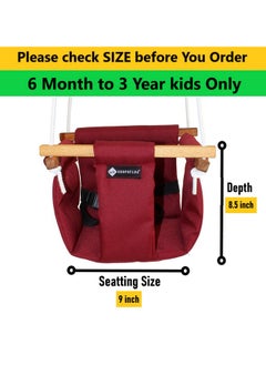Shopoflux SHOPOFLUX Polyester Swing For Kids | Baby Swing Hanging Indoor Outdoor | Kids Swing | Jhula For Baby | Baby Garden Swing | Jhula For Kids | (6 Months To 3 Years) (Up To 25 Kg) (Maroon) Depth 8.5 Inch  - Image 1