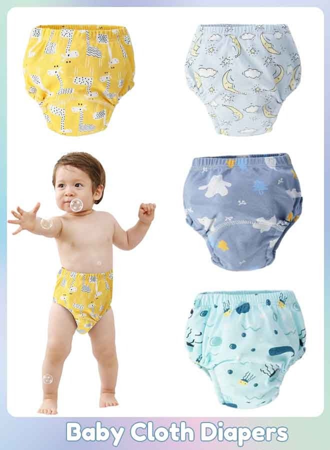 Sharpdo 4 Pieces Baby Cloth Diaper, Potty Training Pants for Boy and Girls, Breathable Potty Training Underwear - Image 1
