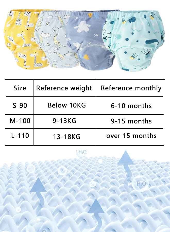 Sharpdo 4 Pieces Baby Cloth Diaper, Potty Training Pants for Boy and Girls, Breathable Potty Training Underwear - Image 2