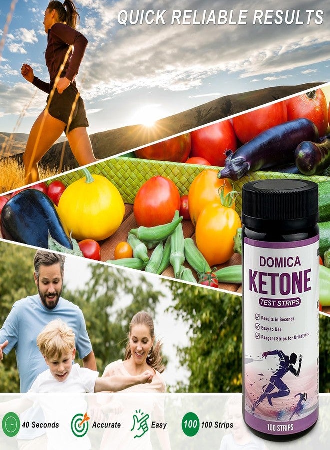 DOMICA Ketone Urine Test Strips 100 Ct for Daily Home Tracking - Keto Pee Sticks for Low-Carb, Atkins & Paleo Diet with 100 Cups - Clean & Fast Result - Image 2