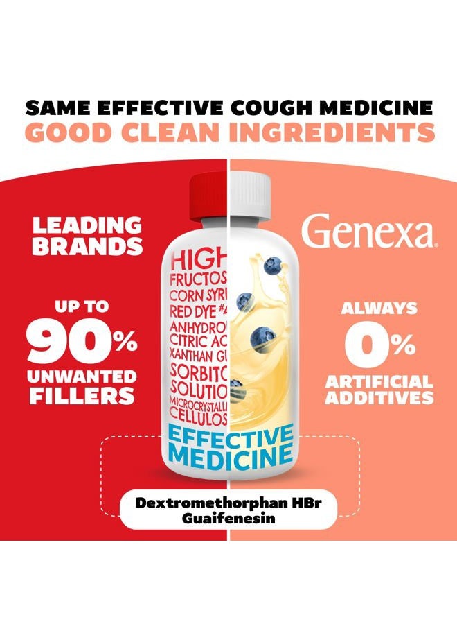 Genexa Kids' Clean Cough & Chest Congestion Medicine, Dye Free, 0% Artificial Additives, Multi-Symptom Cough Syrup for Kids 4-11, Cough Suppressant & Expectorant, Organic Blueberry Flavor, 4 fl oz - Image 2