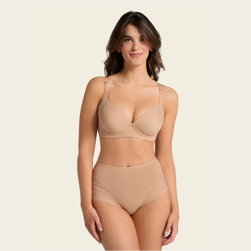 Leonisa High Waisted Invisible Tummy Control Shapewear for Women - Stripe Lace Ladies Underwear Panties - Image 2