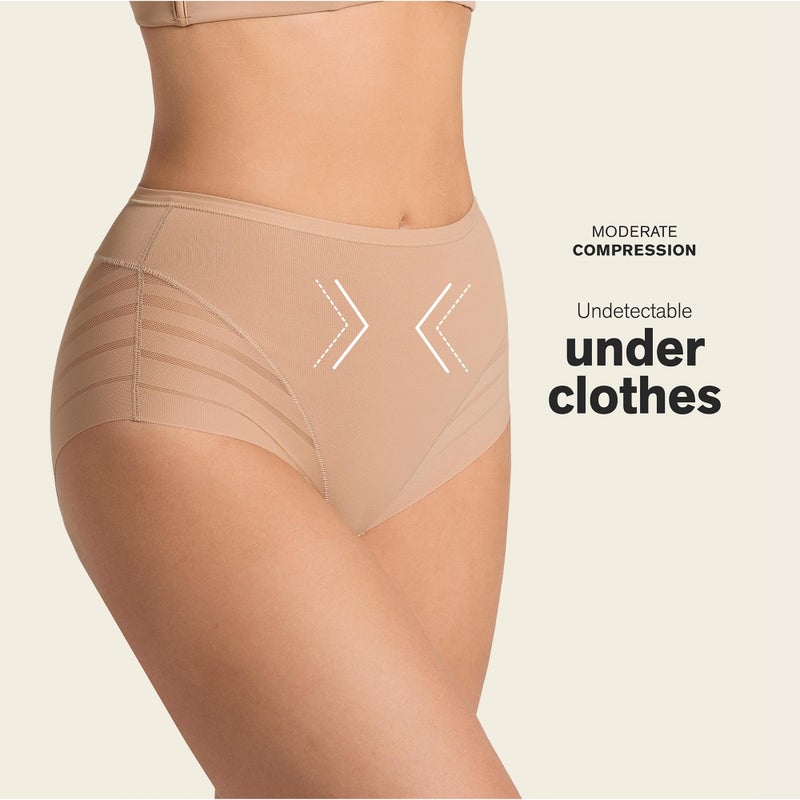 Leonisa High Waisted Invisible Tummy Control Shapewear for Women - Stripe Lace Ladies Underwear Panties - Image 3