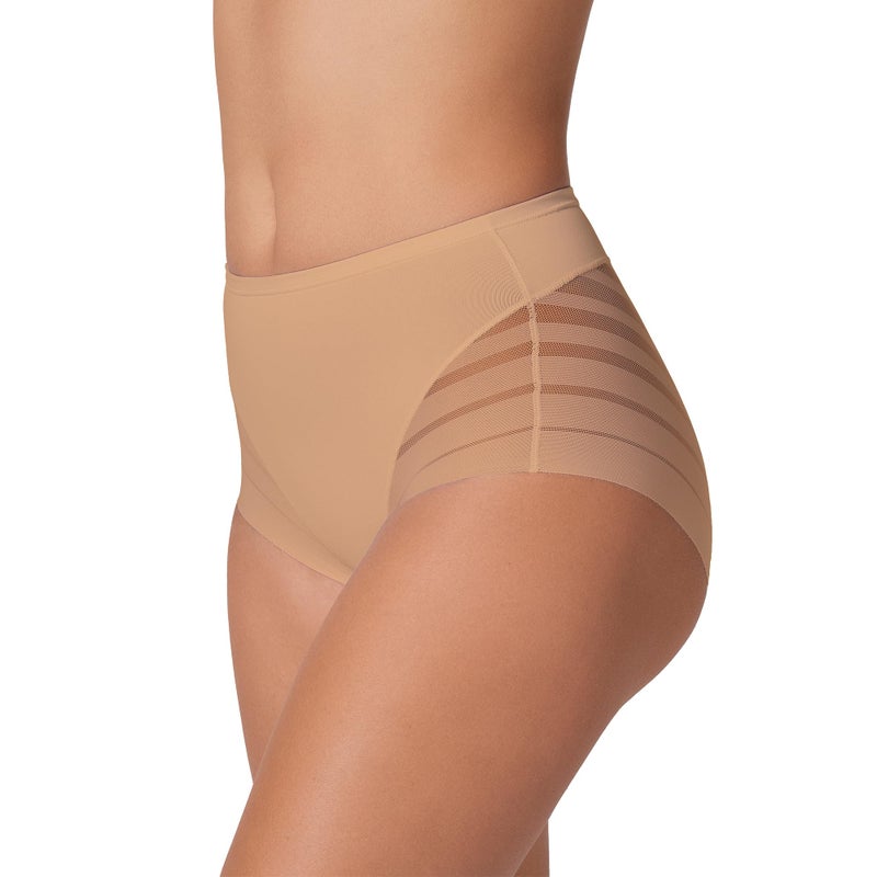 Leonisa High Waisted Invisible Tummy Control Shapewear for Women - Stripe Lace Ladies Underwear Panties - Image 1
