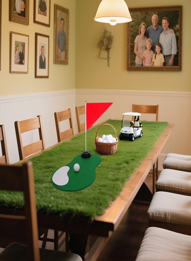 PLUVAVA 6 Set Golf Centerpieces Table Decorations Golf Themed Party Supplies Including Green Mats Ball Sand Trap Red Flag Plastic Flag Stand for Golf Sport Themed Birthday Decor (6 Set) - Image 4