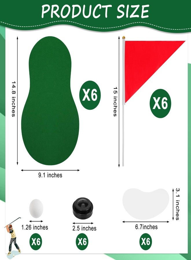 PLUVAVA 6 Set Golf Centerpieces Table Decorations Golf Themed Party Supplies Including Green Mats Ball Sand Trap Red Flag Plastic Flag Stand for Golf Sport Themed Birthday Decor (6 Set) - Image 2